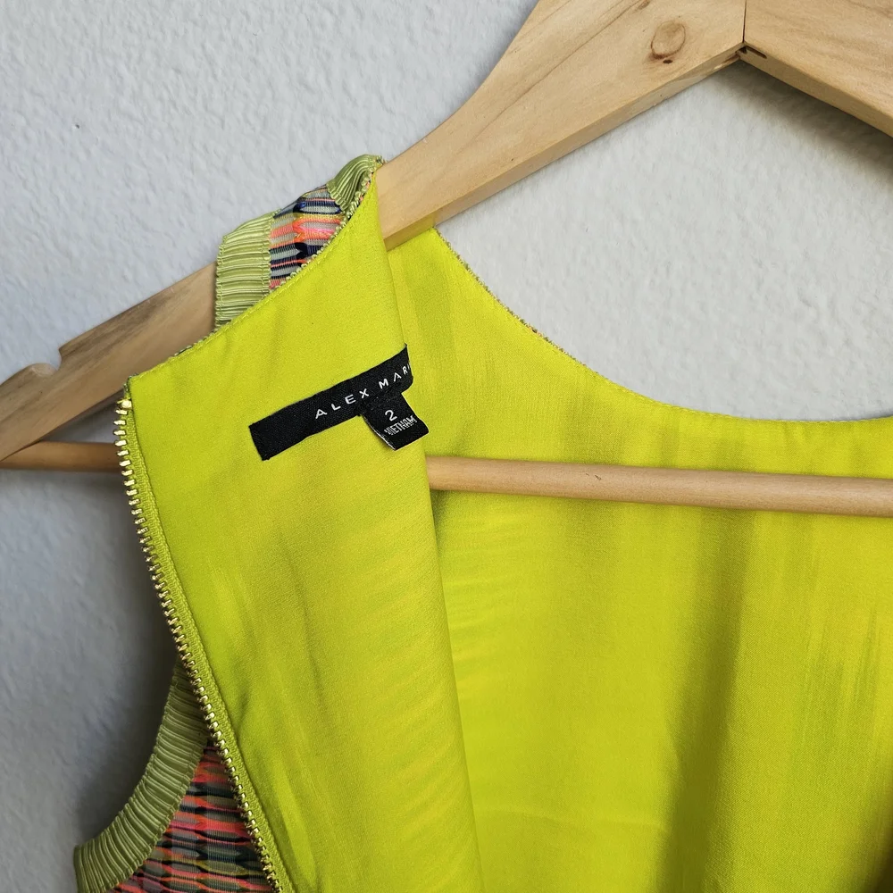 Alex Marie Pink and Green Sleeveless Mini Dress - Picture 3 of 3